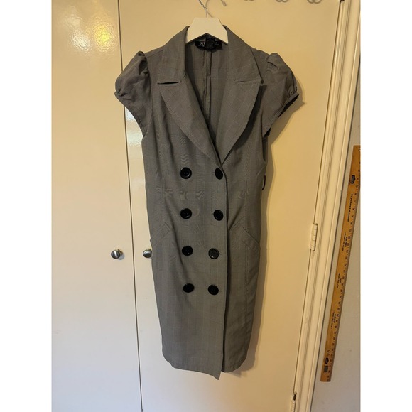 RB Collection New York Vintage 90s Gray Plaid Dress Professional size 8 - Picture 1 of 12